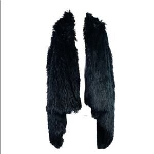 Kensie Cardigan Vest Coat Black Asymmetrical Fuzzy Shaggy Reversible Size OS NWT